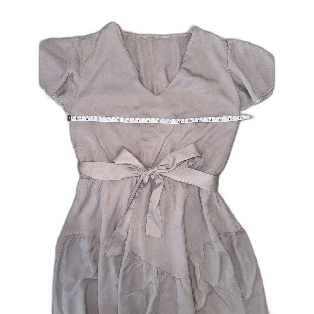 SHEIN Women's XL Dusty Mauve 100% Viscose Flutter Sleeve Tie Waist Mini Dress - Picture 5 of 8